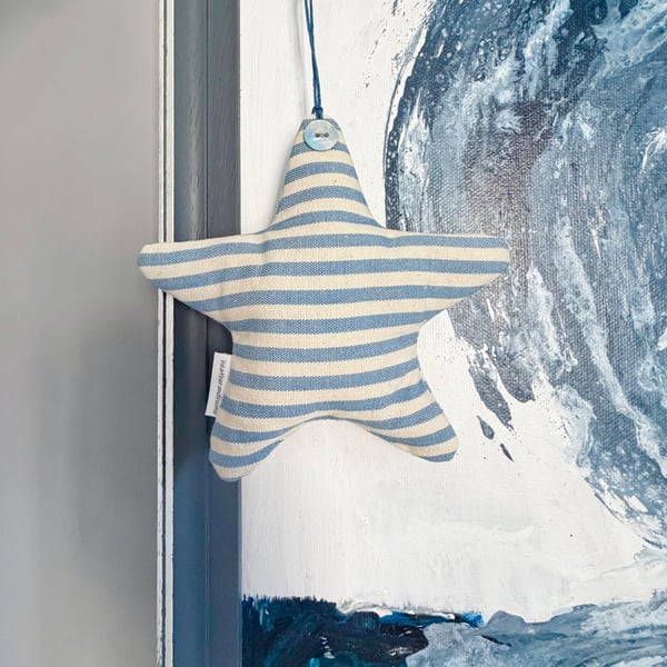FABRIC STARFISH DECORATION - blue and white stripes
