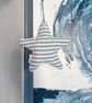 FABRIC STARFISH DECORATION - blue and white stripes