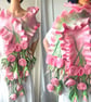 Hand Felted, Wool felted soft ART SCARF  -PINK ROSES- - Image 3