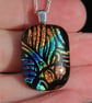 Blue, orange and green dichroic glass pendant, dichroic glass necklace,SKU F44