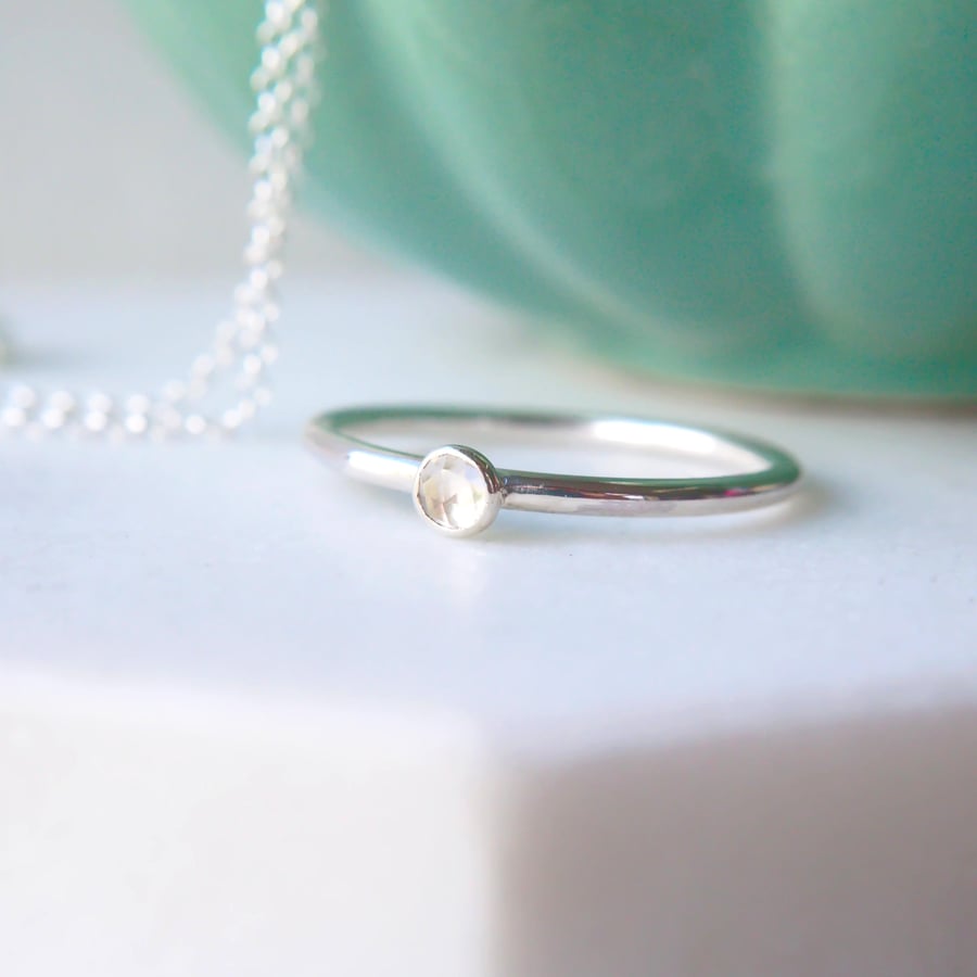 April Birthstone Small Gemstone Ring