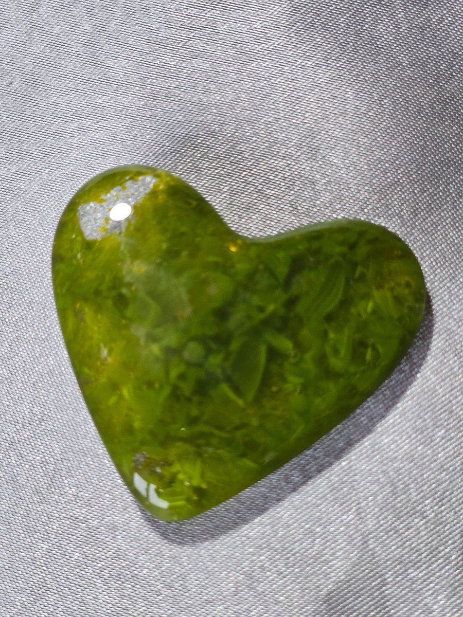 Fused Glass Pocket Heart - green