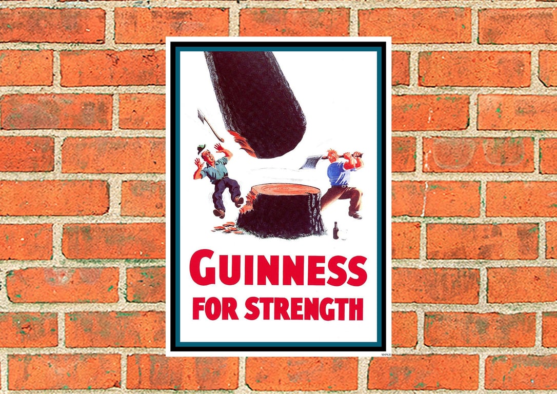 Guinness metal beer sign 'Lumberjack'. suitable for Pub, Bar, Mancave