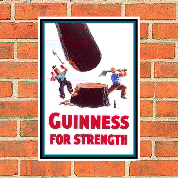 Guinness metal beer sign 'Lumberjack'. suitable for Pub, Bar, Mancave