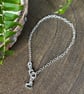 Tiny Hammered Heart Charm Sterling Silver Bracelet - Image 2