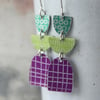 Colour pop dangle earrings - pink & lime