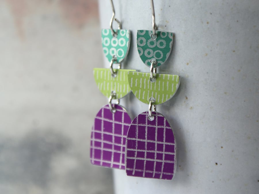 Colour pop dangle earrings - pink & lime