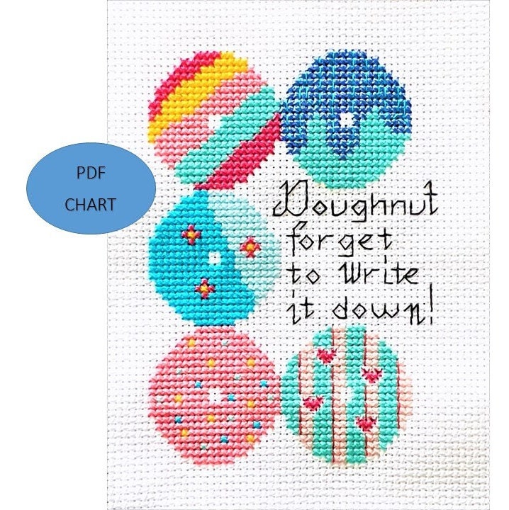 Doughnuts quote cross stitch Instant digital Download PDF Pattern chart