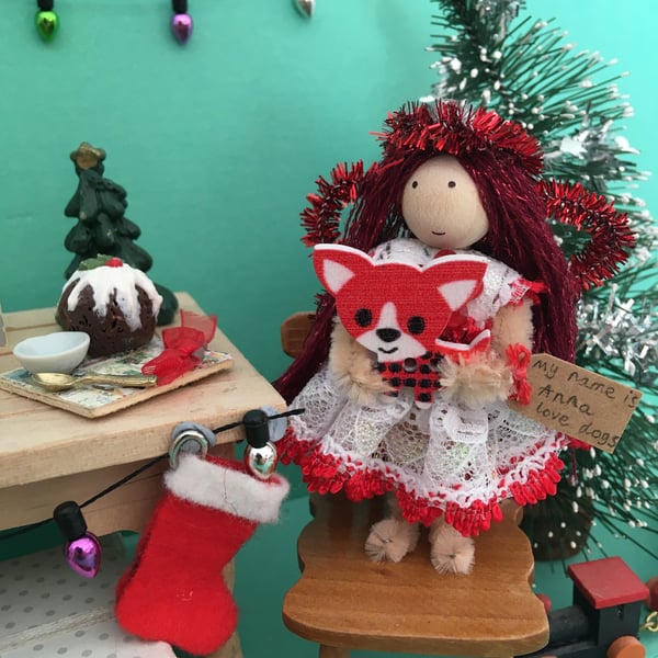 Tiny Red Fairy Doll Decoration, Decorative Christmas Fairy  