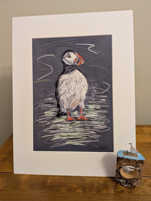 Puffin, an A4 signed print of an original drawing