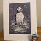 Puffin, an A4 signed print of an original drawing