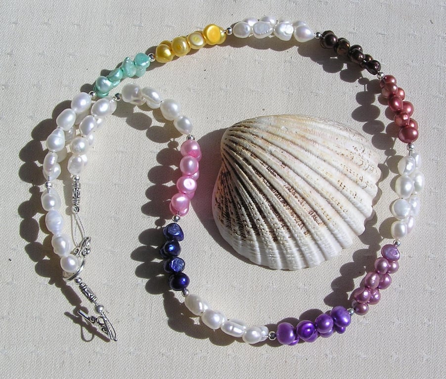 Freshwater Pearl Statement Beaded Rainbow Statement Necklace "Charisma"