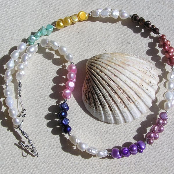 Freshwater Pearl Statement Beaded Rainbow Statement Necklace "Charisma"