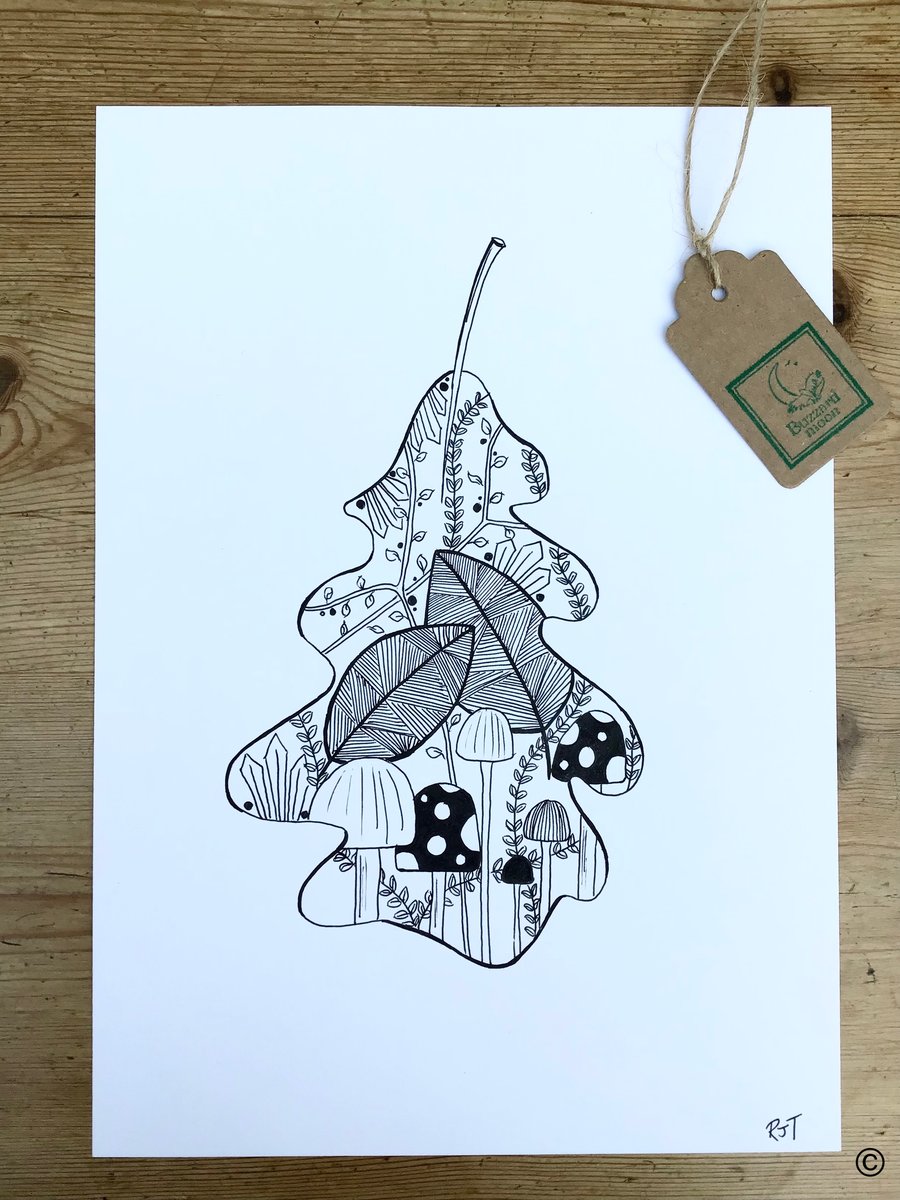 Oak Leaf Woodland Drawing 