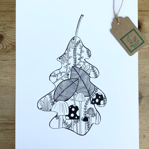 Oak Leaf Woodland Drawing 
