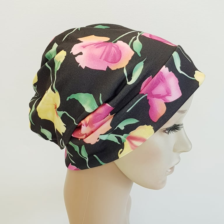 Lightweight chemo head wear, stretchy beanie hat, alopecia hair loss cap 