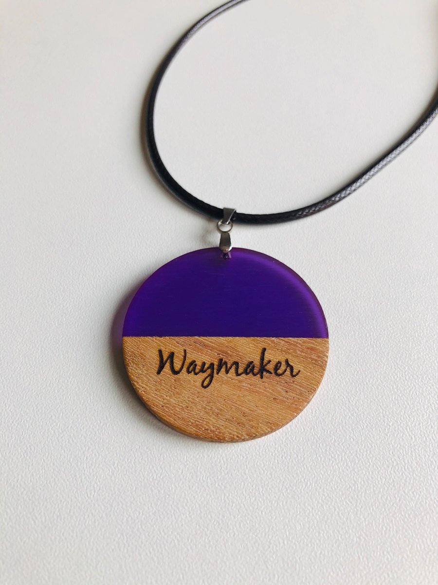 Personalised Purple Bible Verse Necklace, This Little L, Wood&Resin, Encouraging