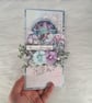 Handmade Christmas Card (119) Pastel Winter Scene with Flowers.  - Image 6