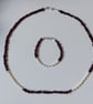 Gemstone Bracelet, Garnet and Freshwater Pearl, Silver Clasp. January BIrthstone - Image 7