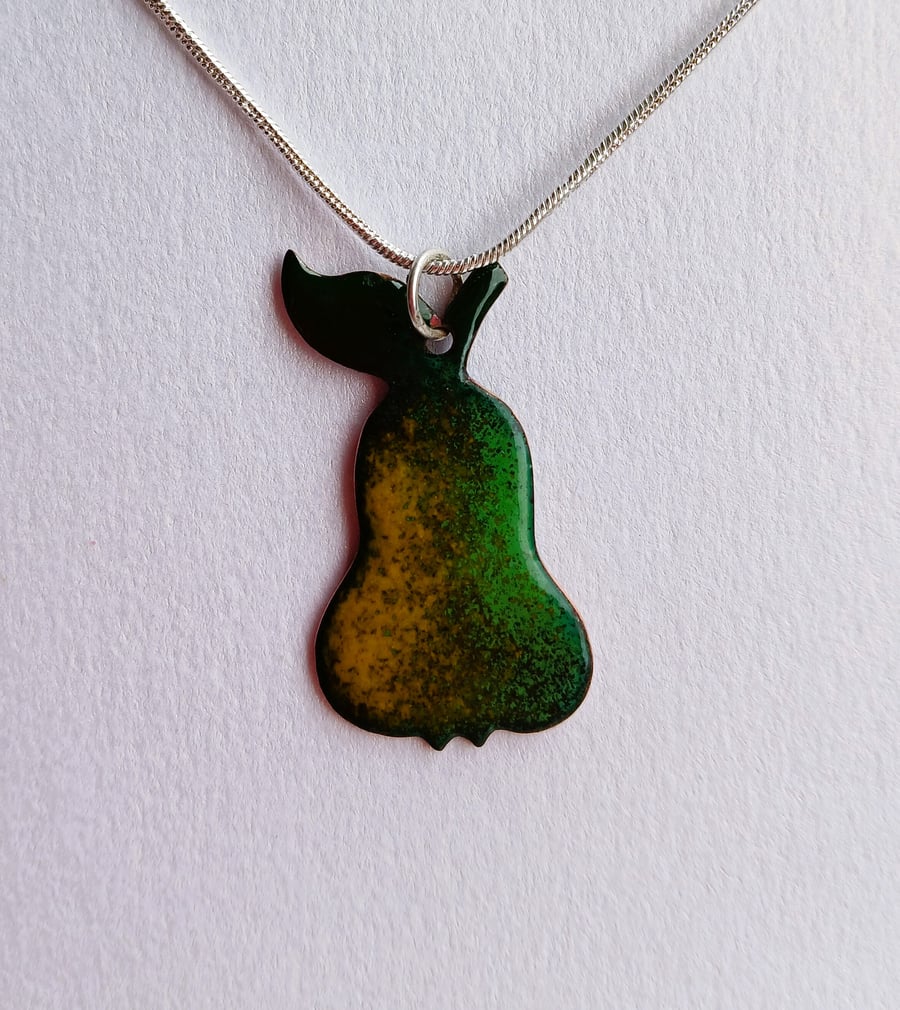Pear shaped pendant  in enamelled copper 157
