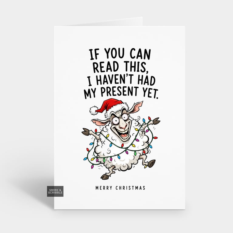 Funny Christmas Card - Silly Sheep & Lights