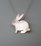 Bunny Pendant Necklace, Copper and Sterling Silver.  - Image 2