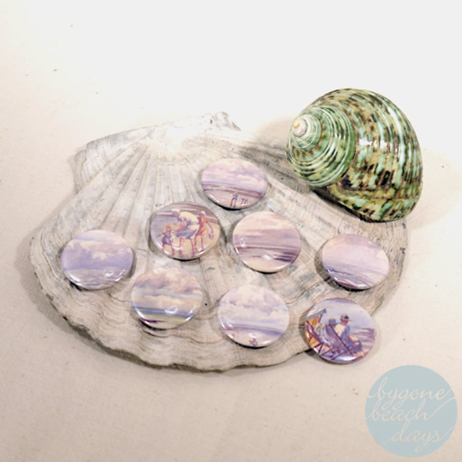 8 x Beautiful Assorted BYGONE BEACH DAYS Magnets from 1920's - Vintage