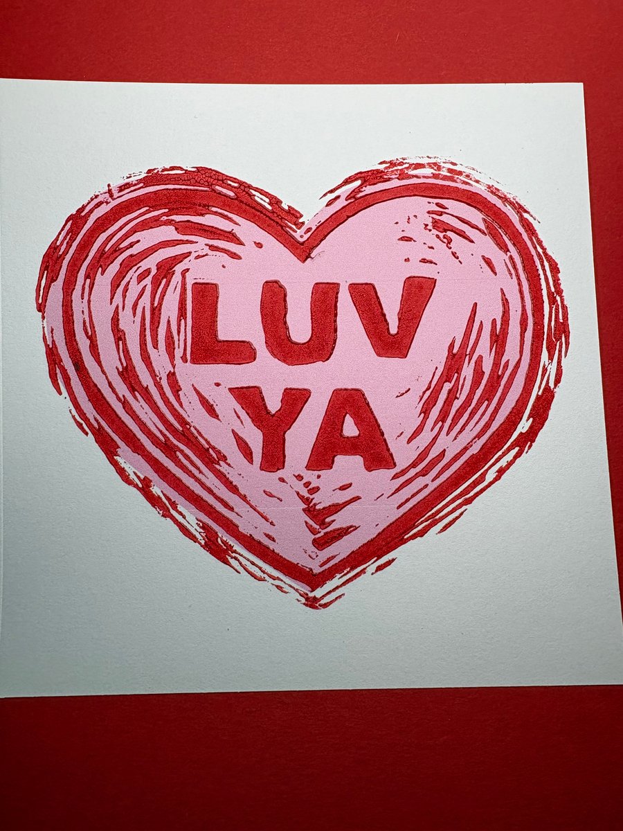 Handprinted LUV YA Valentine's Day Card