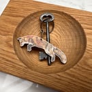 Pouncing Fox Wooden Keyring 