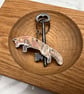 Pouncing Fox Wooden Keyring  - Image 1