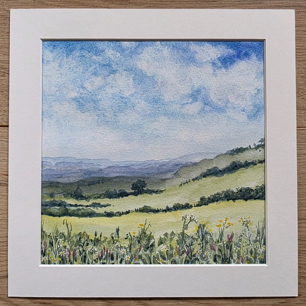'Over the hedgerow' original watercolour painting