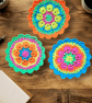 ultra bright neon crochet mandala flower coasters, doilies - Image 2