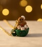 Gingerbread Man Necklace, Hot Chocolate Charm, Polymer Clay Christmas Gift - Image 3