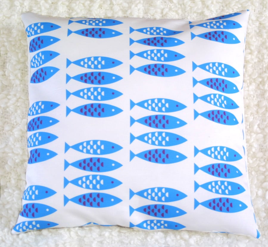 Newlyn Fish cushion cover Blue