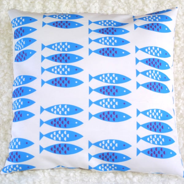 Newlyn Fish cushion cover Blue