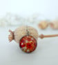 Poppy Pendant with Chain Necklace, Arty Jewellery with Red Flowers  - Image 1