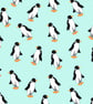 Gift Wrap Penguins-Mint, Penguins & Matching Gift Tag-Wrapping Paper-LG12 - Image 3