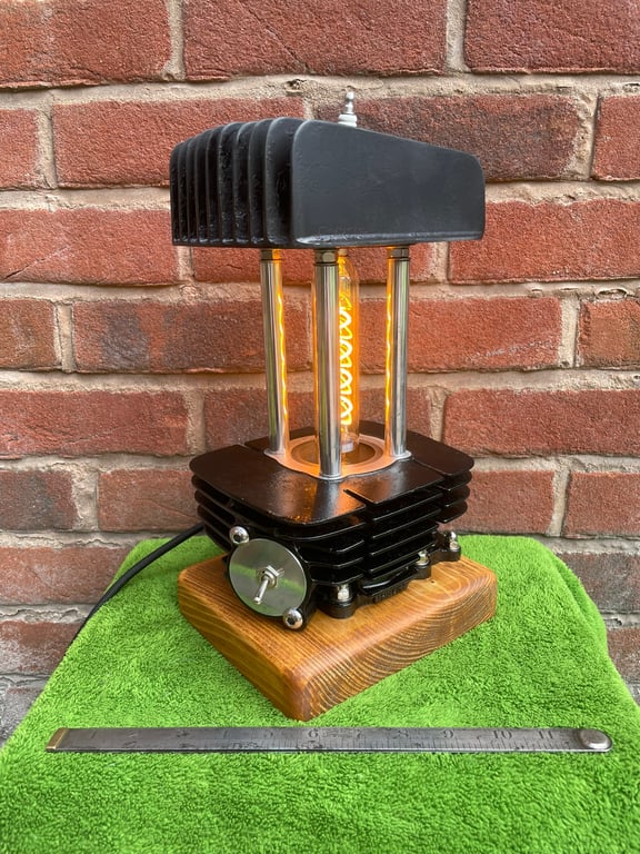 Motorcycle Engine Table Lamp, Upcycled Industrial Style
