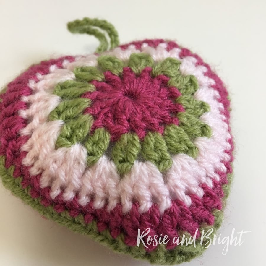 Crocheted hanging heart