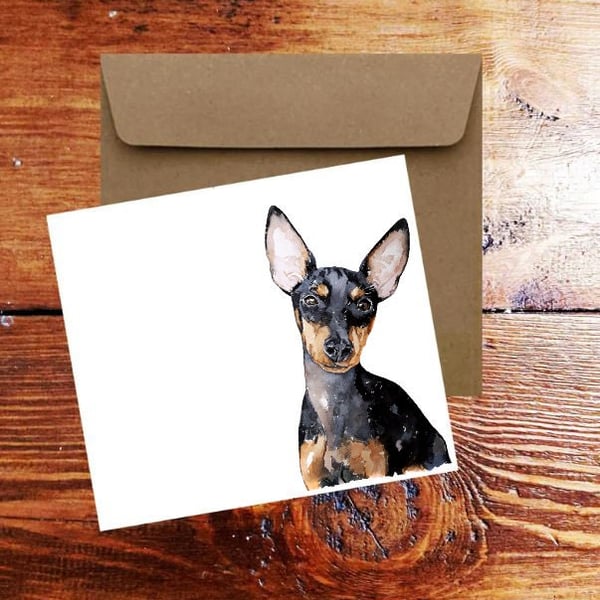 English Toy Terrier Square Greeting Card.English Toy Terrier card,English Toy Te
