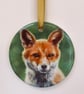 Seconds sale: Fox ceramic hanging ornament, Christmas tree ornament