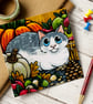 Cat and Pumpkins Postcard - Image 3