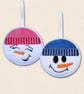 Snow Boy or Snow Girl Christmas Decoration - Embroidered Tree Ornament