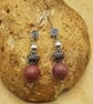 Rhodonite sphere earrings. Reiki jewelry uk. Taurus jewelry. - Image 1