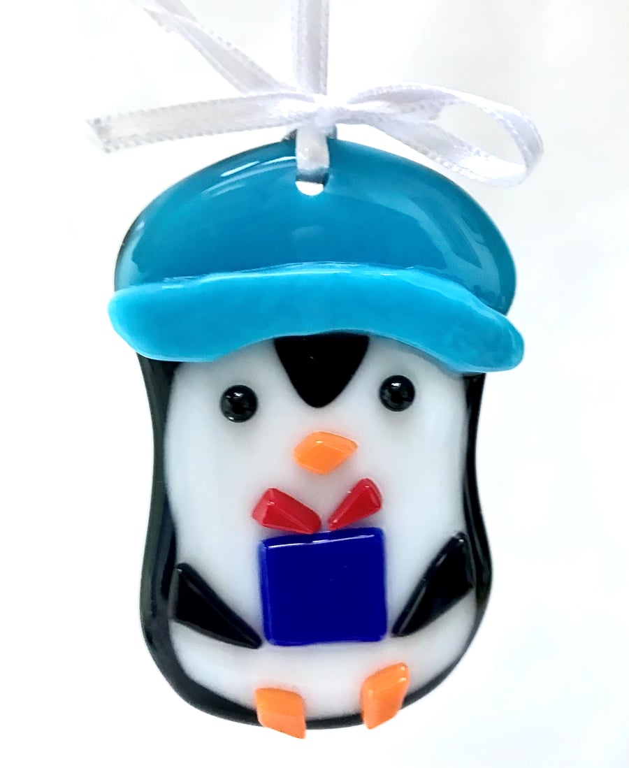 Fused Glass Penguin Hanging Decoration