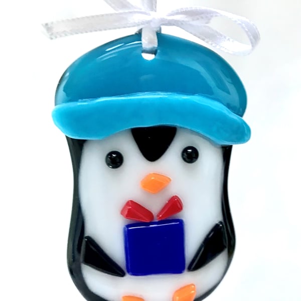 Fused Glass Penguin Hanging Decoration