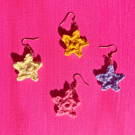 Handmade crochet small star earrings - Free postage
