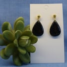 Black Speckled Teardrop Earrings