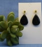 Black Speckled Teardrop Earrings