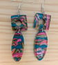 Dramatic drop earrings teal and swirls - Image 2